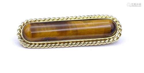 GOLDBROSCHE 585/000 MIT TIGERAUGE,L- 3,8CM, 5,8GR.