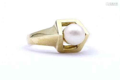 RING GOLD 0.585 MIT EINER PERLE D- 6,6MM, 5,6GR.