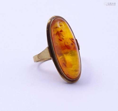 333ER GG RING MIT BERNSTEIN CABOCHON, 3,2GR.,RG 52