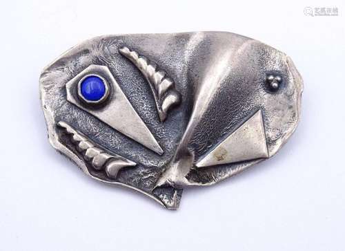 DESIGNER BROSCHE MIT LAPISLAZULI, STERLING SILBER 0.925