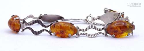 ARMBAND MIT BERNSTEIN CABOCHONS,STERLING SILBER 0.925 FISCHL...