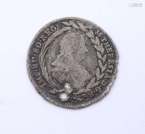 20 KREUZER ,MARIA THERESIA, ÖSTERREICH,GELOCHT