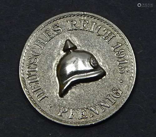 REICHSKLEINMÜNZE, 10 PFENNING 1915, PICKELHAUBE UND REICHSAD...