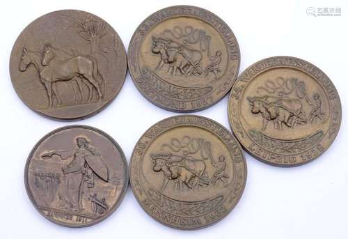 5 BRONZE MEDAILLEN, WANDERAUSTELLUNGEN 1927,1928,1932