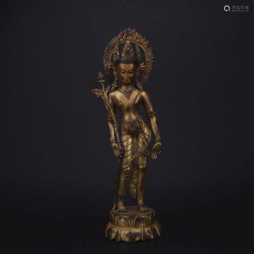 A gilt-bronze figure of Padmapani