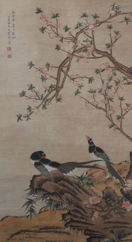 A Weng xiaohai's flowers and birds painting(without frame)