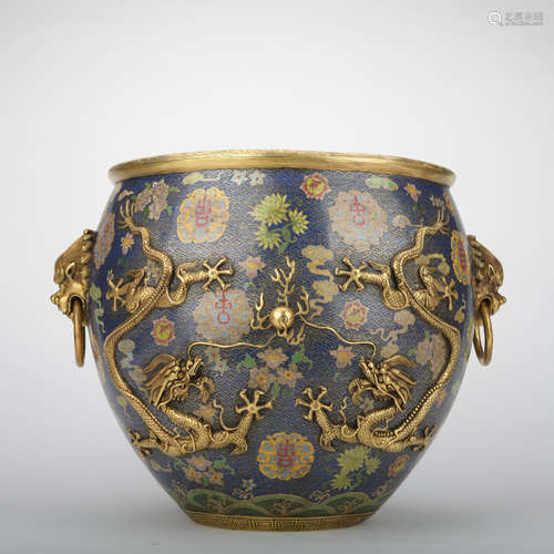 A Cloisonne enamel 'dragon' jar