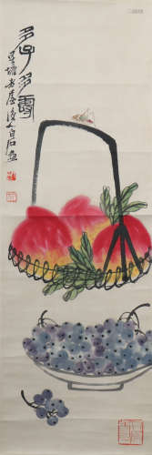 A Qi baishi's peach painting