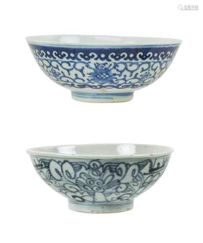 Two Chinese Blue And White Bowls