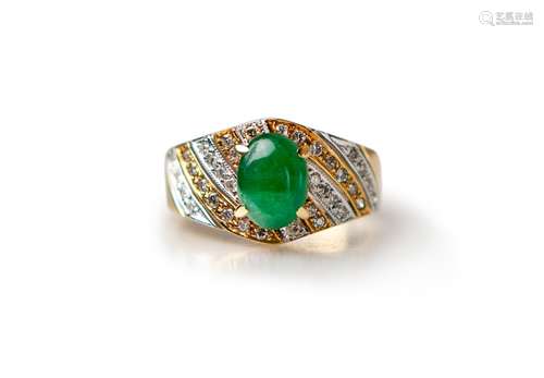 A FINE EMERALD AND DIAMOND RING