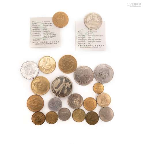 Group of 21 European/Caribbean Pacific etc Coins