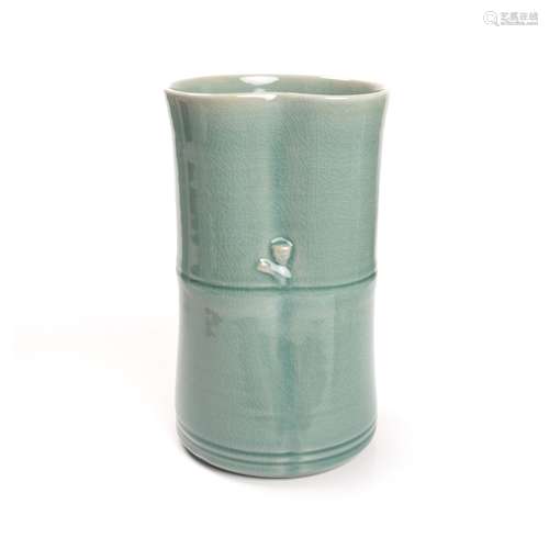 CHINESE CELADON BAMBOO SHAPE VASE