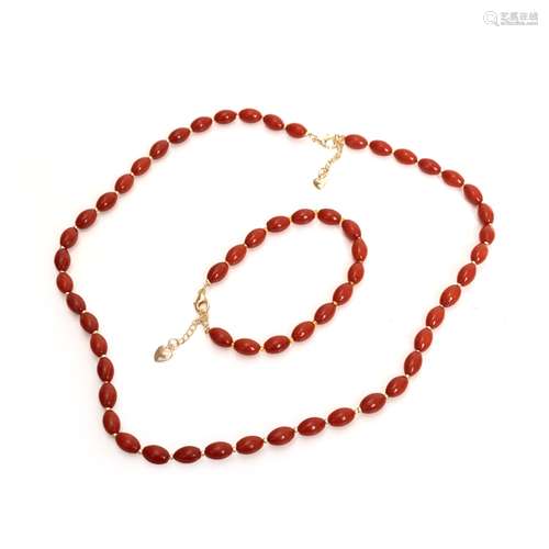 CORAL NECKLACE AND BRACELET