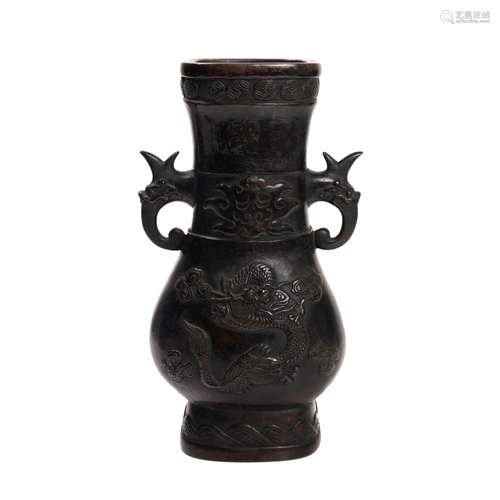 CHINESE BRONZE DRAGON VASE