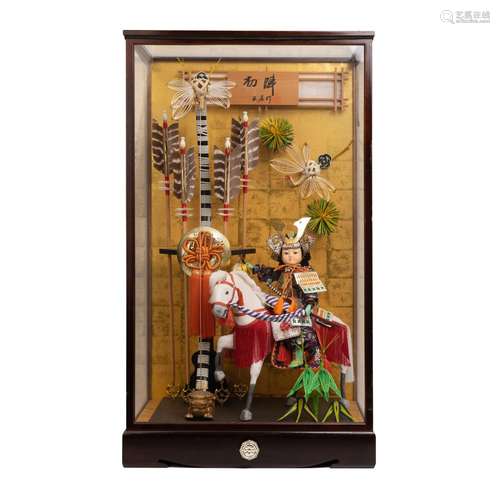 Large Framed Japanese Samurai Doll Music Box