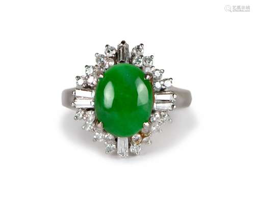 JADEITE AND DIAMOND RING