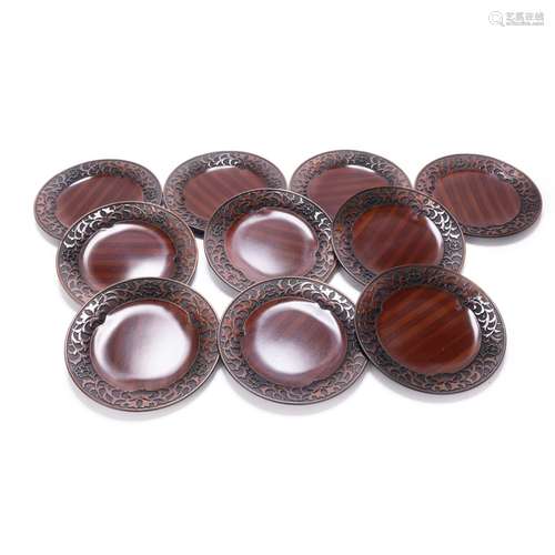 SET OF 9 JAPANESE LACQUER COASTERS