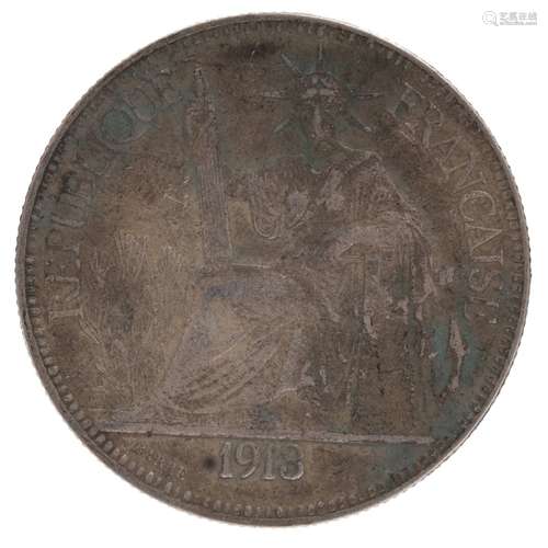 1913 FRENCH INDO-CHINA 1 Piastre Coin