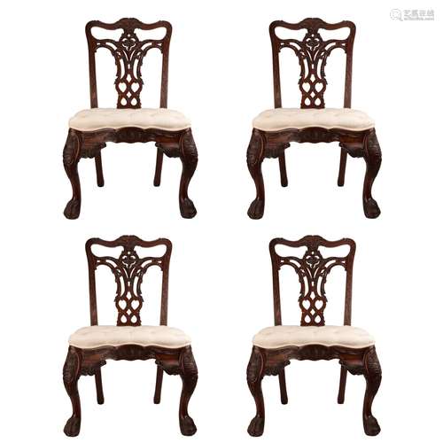 Set Of 4 Tufted Dining Room Chairs