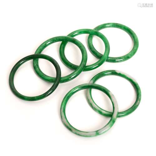 GROUP OF 6 JADE BANGLES