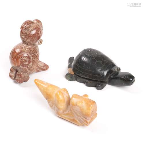 Three Jade /  Varied Stone  Animal Carvings