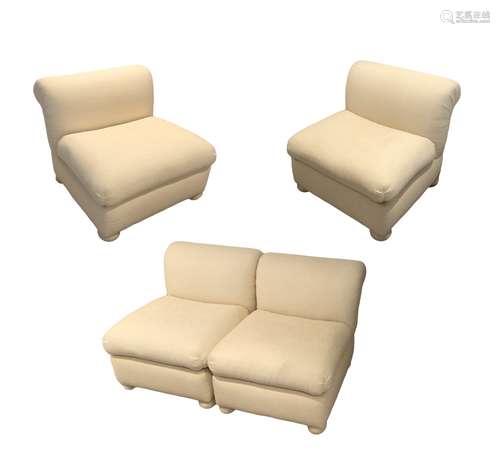 FOUR PIECES CREAM CHAIRS / Single Sofas