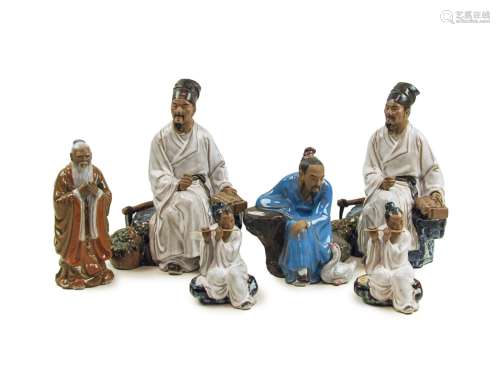 Group Of Six Chinese Shiwan Ware Figures