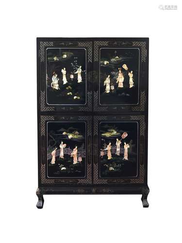 Chinese Black Lacqure Mother Of Pearl Cabinet