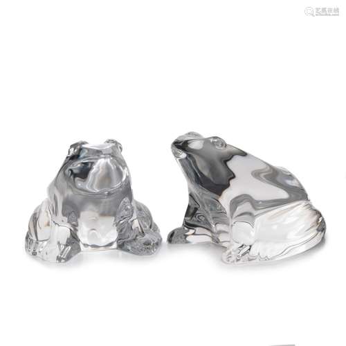 Two Signed Baccarat French Crystal Frog