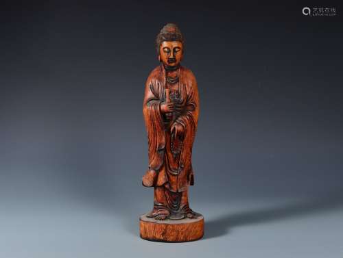A Carved Boxwood Standing Guanyin