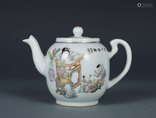 A Famille Rose Figural Teapot