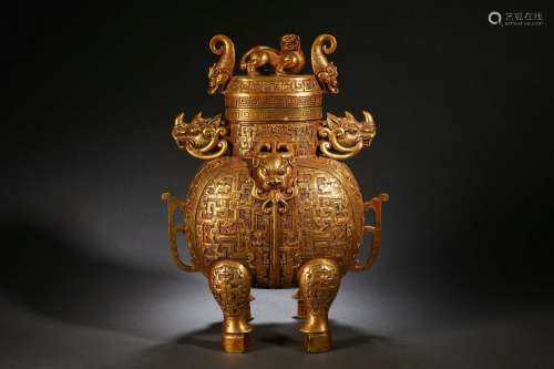 A Bronze-gilt Incense Burner