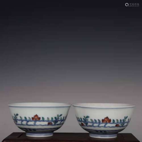 Pair Doucai Glazed Bowls