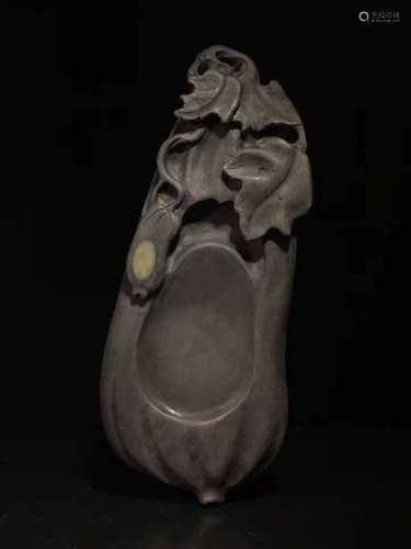 A Carved Mellon Form Ink-stone