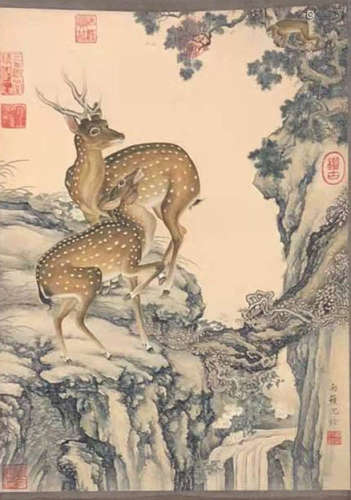 A Chinese Painting of Double Deers