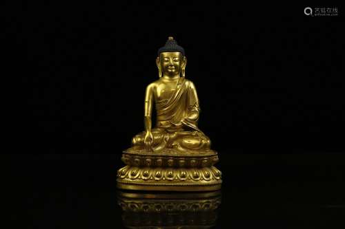 A Bronze-gilt Seated Shakyamuni