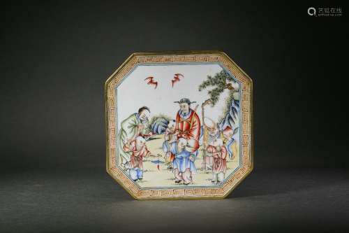 A Painted Enamel Box with Cover