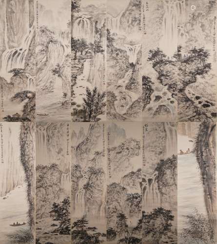 A Group of Twelve Hanging Scroll of Landscape