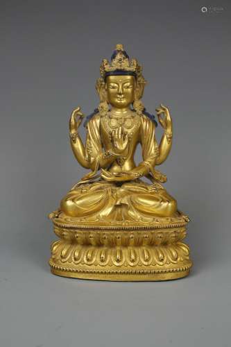 A Bronze-gilt Seated Avalokitesvara