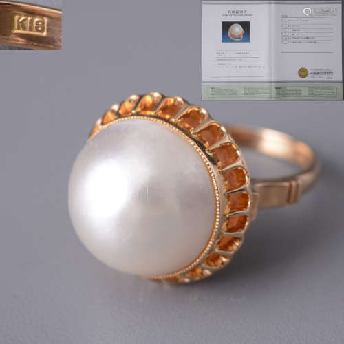 k18马贝珍珠戒指