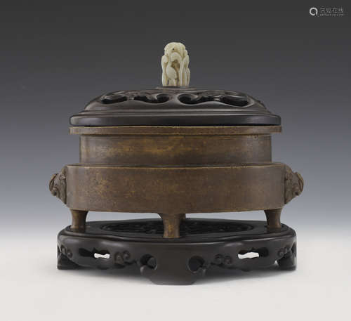 Tongzhi Lion-Heads Bronze Censer