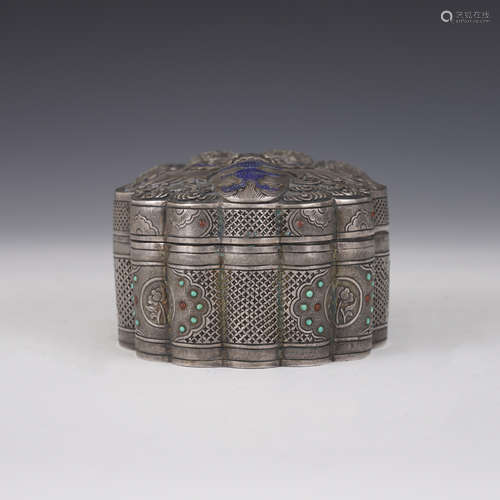 Hardstone Inlaid Silver Box