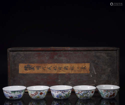 A Set of Chenghua Doucai Cups