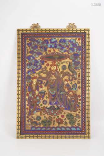 Gilt Bronze Hardstone-Inlaid Thangka