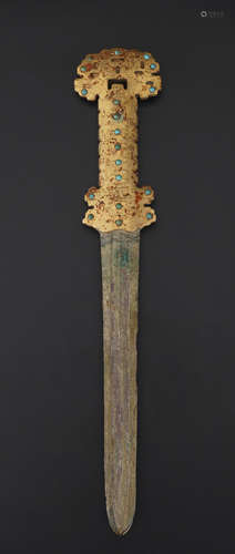 Gilt Hardstone-Inlaid Bronze Sword