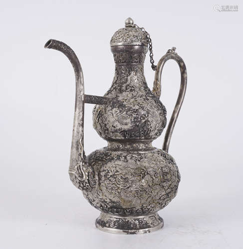 Silver Dragon Double-Gourd Ewer