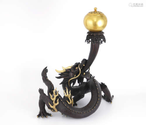 Gilt Bronze Dragon Incense Burner