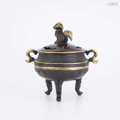 Xuande Tripod Censer with Lion Finial
