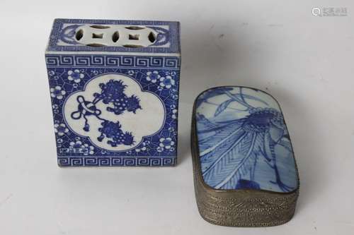 Chinese Blue&White Pillow and Box