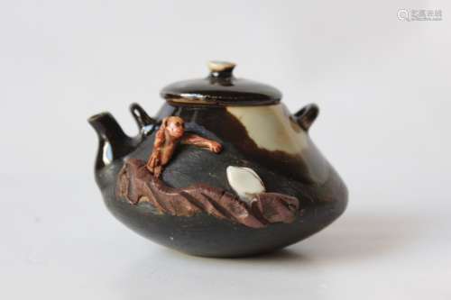 Chinese Miniature Glazed Porcelain Teapot